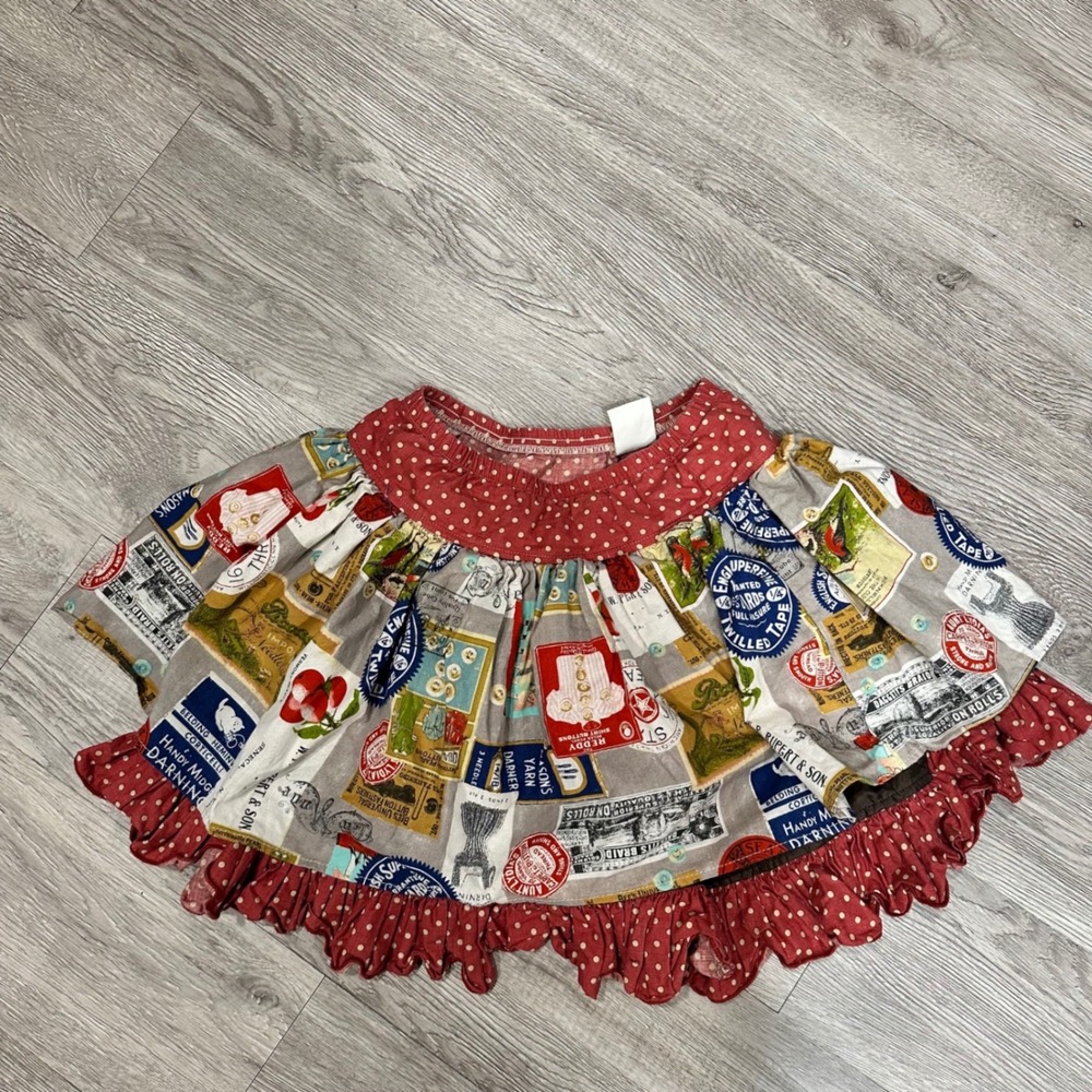 Persnickety Kids Size 10 Years Skirt 100% Cotton Ruffle‎ Hem All Over Print